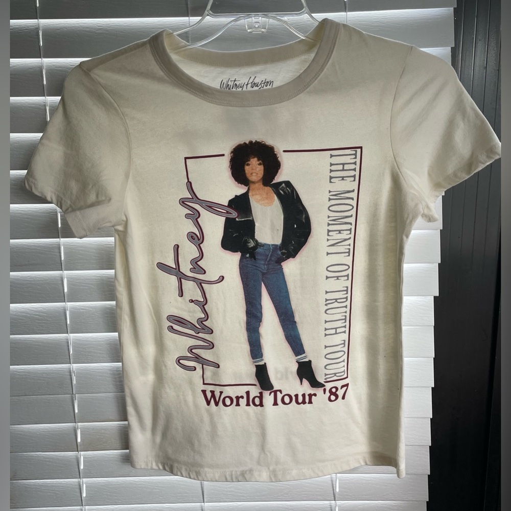 Whitney Houston T-Shirt - The Moment Of Truth World Tour '87 - Women's XS -Cream
